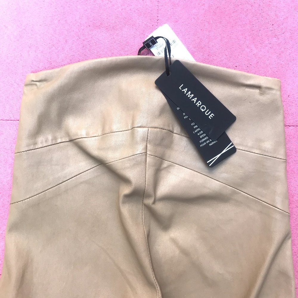 NWT Auc LaMarque Ama Stretchy Leather Skinny Beige Pants - Picture 7 of 14